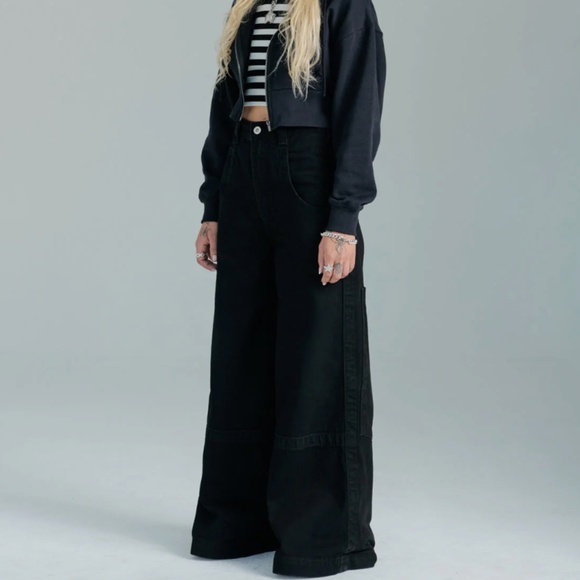 JNCO Jeans The Camilla Jet Black High Waist 90s Y2K Denim Size 26 - Picture 4 of 5